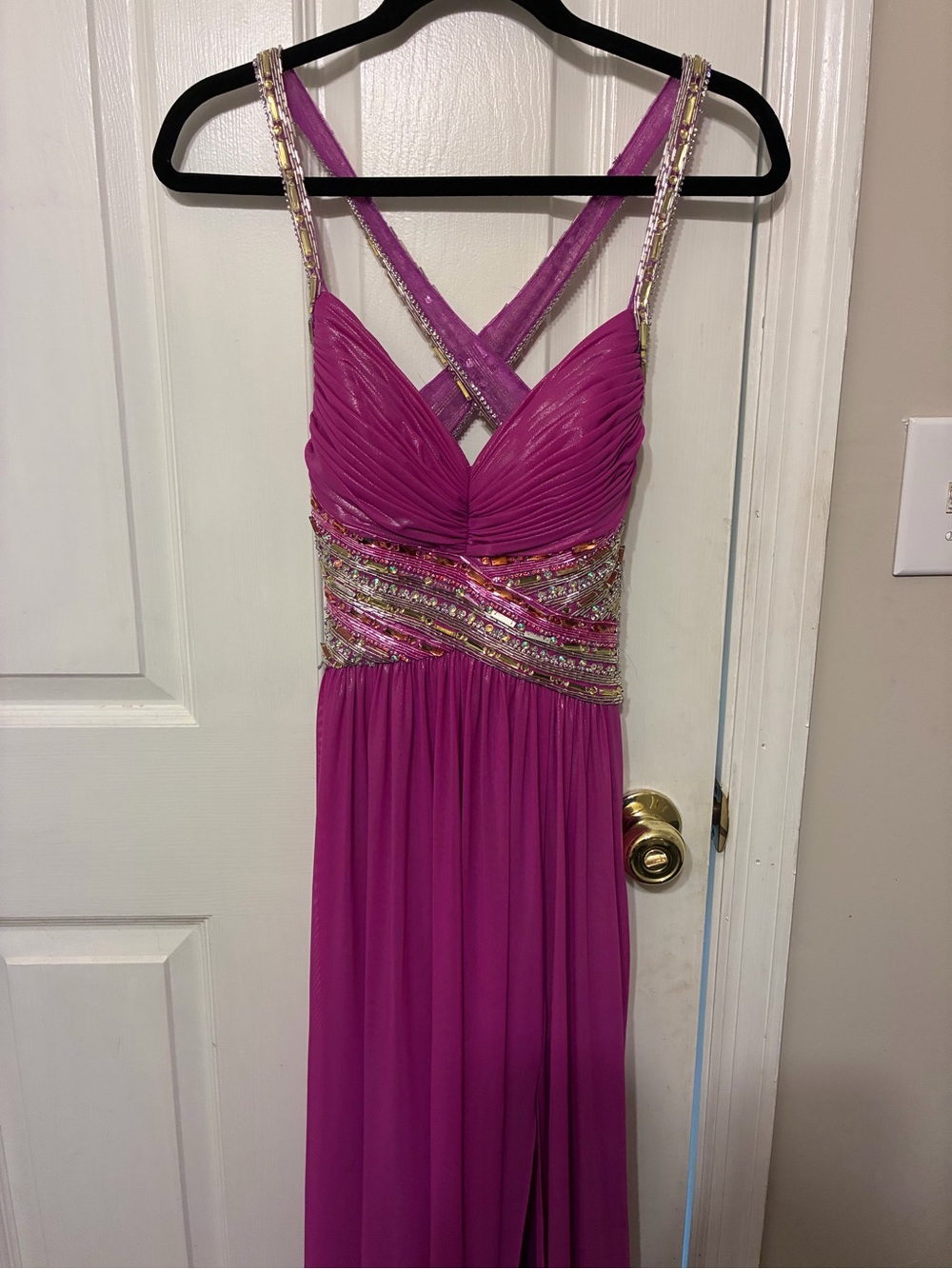 Terani Couture Beautiful Embellished Magenta Gown